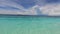 Maldives island ocean panoramic view. Maldivian white sand beach. Summer vacation in tropic.