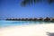 Maldives Island Resort Beach and Overwater Bungalows on Pacific