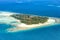 Maldives island vacation paradise sea copyspace Embudu Resort aerial photo