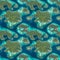 Maldives islands atoll aerial panorama blue water reef. AI generative illustration