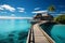 Maldives luxury resort villas Sunny seascape, vivid colors, and idyllic tranquility