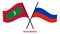 Maldives and Russia Flags Crossed And Waving Flat Style. Official Proportion. Correct Colors