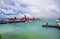 Maldives. A seaplane at a mooring at ocean.