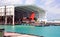 Maldives. A seaplane in a repair dock in port