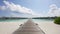 Maldives tropical lagoon with over water bungalows