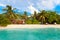 Maldives, tropical paradise, villas by the beach, blue sky