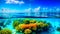 Maldives. View of the coral reef from underwater