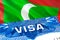 Maldives Visa. Travel to Maldives focusing on word VISA, 3D rendering. Maldives immigrate concept with visa in passport. Maldives