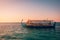 Maldives wooden boat, Dhoni sunset seascape, calm sea