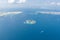 Maldivian capital city Male from above, blue sea and boats