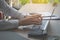 Male accounting worker hand using Computer laptop