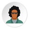 Male afro avatar icon, flat style