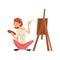 Male Artist Drawing Picture with Brush on Easel, Guy Spending Weekend at Home and Relaxing, Rest at Home Vector