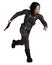 Male Asian Assassin Dressed in Black, Running