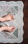 Male asian feet on the doormat