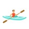 Male athlete character maneuvering kayaking, active sport lifestyle vector Illustration