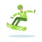 Male athlete character in sportswear jumping with snowboard, active sport lifestyle vector Illustration