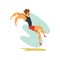 Male athlete doing long jump, professional sportsman at sporting championship athletics competition vector Illustration