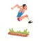 Male Athlete Performing a Long Jump During a Competition, Active Sport Lifestyle Vector Illustration