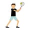 Male athlete practicing tennis isolated icon design