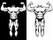 Male athletic body and muscules silhouettes