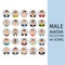 Male avatar collection icons set