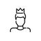 Male avatar with crown on her head. Premium user, luxury service. Pixel perfect, editable stroke