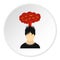 Male avatar and explosion brain icon, flat style