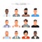 Male avatar icons vector set. People characters in flat style. Faces with different styles and nationalities.