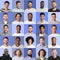 Male avatars, collection of mens portraits on studio backgrounds