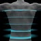 Male back is scanned by light layers