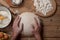 Male baker prepares bread