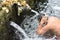 Male balinese having a ritual bath at Holy Spring Water