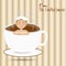 Male bathing in a cup of coffee like an onsen