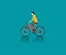 A male bicyclist riding a bicycle against sky background vector