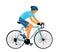 A male bicyclist riding a bicycle isolated against white background vector illustration. Sportsman in race. Giro, tour.