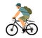 Male bicyclist riding a bicycle vector illustration isolated on white background. Sportsman biker in race. Boy enjoy in bike drive