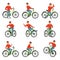 Male bicyclist riding on bike set, active lifestyle concept vector Illustrations on a white background