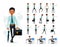 Male Black African Clerk 2D Character Ready to Use Set Wearing Long Sleeve