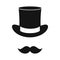 Male black mustache and cylinder icon