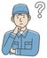 Male blue collar worker gesture illustration | thinking, question, confusion