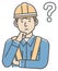 Male blue collar worker gesture illustration | thinking, question, confusion