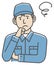 Male blue collar worker gesture illustration | thinking, worried, trouble