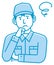 Male blue collar worker gesture illustration | thinking, worried, trouble