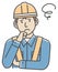 Male blue collar worker gesture illustration | thinking, worried, trouble