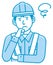 Male blue collar worker gesture illustration | thinking, worried, trouble