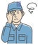 Male blue collar worker gesture illustration | trouble, depression