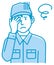 Male blue collar worker gesture illustration | trouble, depression