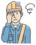 Male blue collar worker gesture illustration | trouble, depression