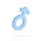 Male blue symbol icon on white background. 3d render vector. Male gender symbol. Sexual symbols. 3D male signs